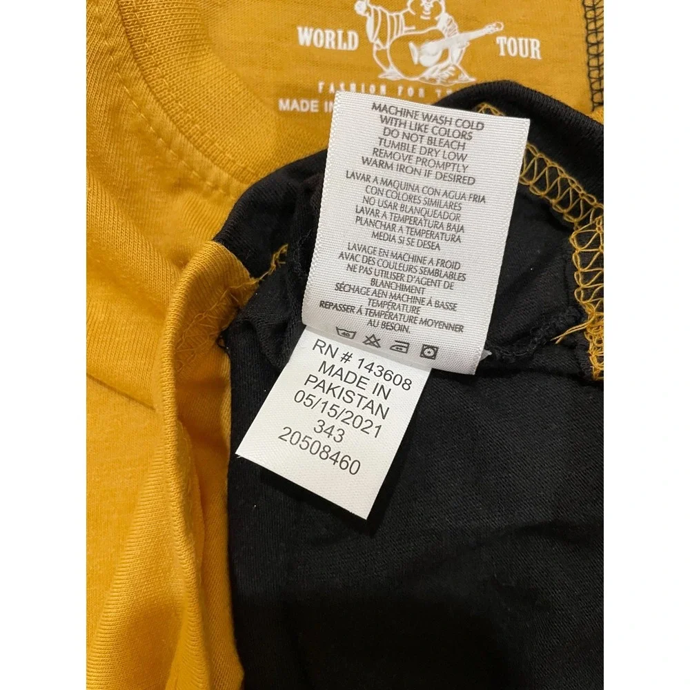 NWT True Religion Boys Size 6 Black Gold Colorblock Metallic Logo T-Shirt